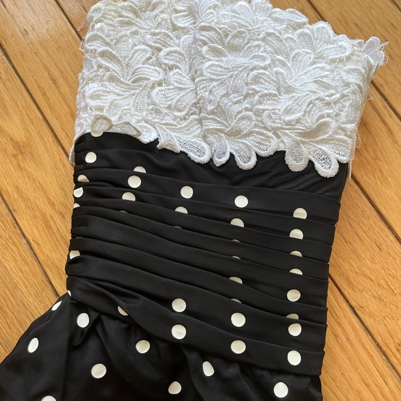 Carol Mignon | Black and White Polkadot Strapless Dress Sz S - Picture 8 of 9